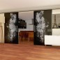 Glasschiebetür SLIM-LINE Blume 6 Gelasert Auf Grauglas Glasschiebetür SLIM-LINE Blume 6 Gelasert Auf Grauglas