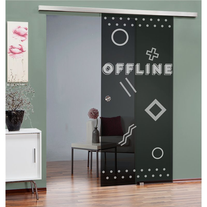 Glasschiebetür SLIM-LINE Gamer Gelasert Auf Grauglas Glasschiebetür SLIM-LINE Gamer Gelasert Auf Grauglas