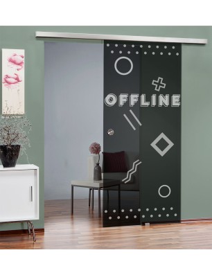 Glasschiebetür SLIM-LINE Gamer Gelasert Auf Grauglas
