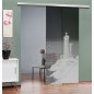 Glasschiebetür SLIM-LINE Leuchtturm 3 Gelasert Auf Grauglas Glasschiebetür SLIM-LINE Leuchtturm 3 Gelasert Auf Grauglas