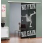 Glasschiebetür SLIM-LINE No pain No Gain Gelasert Auf Grauglas Glasschiebetür SLIM-LINE No pain No Gain Gelasert Auf Grauglas
