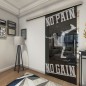 Glasschiebetür SLIM-LINE No pain No Gain Gelasert Auf Grauglas Glasschiebetür SLIM-LINE No pain No Gain Gelasert Auf Grauglas