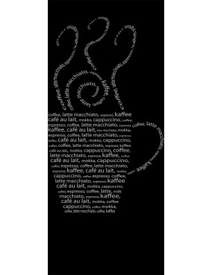 Glasschiebetür SLIM-LINE Kaffe Wordart Gelasert Auf Grauglas