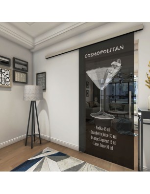 Glasschiebetür SLIM-LINE Cosmopolitan Gelasert Auf Grauglas
