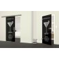 Glasschiebetür SLIM-LINE Cosmopolitan Gelasert Auf Grauglas Glasschiebetür SLIM-LINE Cosmopolitan Gelasert Auf Grauglas