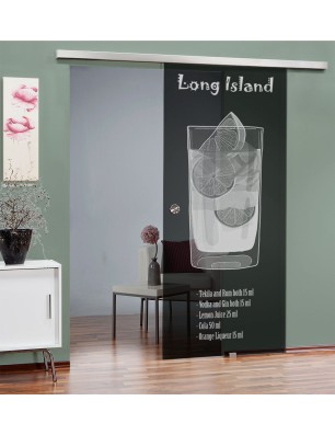 Glasschiebetür SLIM-LINE Long Island Gelasert Auf Grauglas