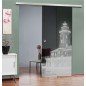 Glasschiebetür SLIM-LINE Leuchtturm 5 Gelasert Auf Grauglas Glasschiebetür SLIM-LINE Leuchtturm 5 Gelasert Auf Grauglas