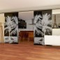 Glasschiebetür SLIM-LINE Palmen II Gelasert Auf Grauglas Glasschiebetür SLIM-LINE Palmen II Gelasert Auf Grauglas
