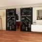 Glasschiebetür PIPE-LINE Barber Shop Gelasert Auf Grauglas Glasschiebetür PIPE-LINE Barber Shop Gelasert Auf Grauglas