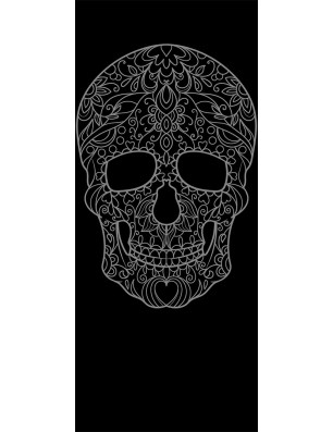 Glasschiebetür PIPE-LINE Skull 3 Gelasert Auf Grauglas
