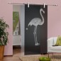 Glasschiebetür PIPE-LINE Flamingo Gelasert Auf Grauglas Glasschiebetür PIPE-LINE Flamingo Gelasert Auf Grauglas