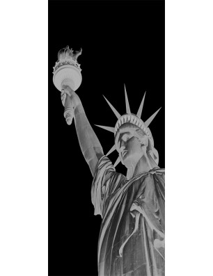 Lichtausschnitt Freiheitsstatue Gelasert Auf Klarglas