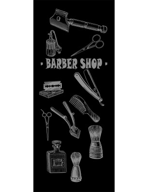 Lichtausschnitt Barber Shop Gelasert Auf Grauglas