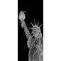 Lichtausschnitt Freiheitsstatue Gelasert Auf Grauglas Lichtausschnitt Freiheitsstatue Gelasert Auf Grauglas