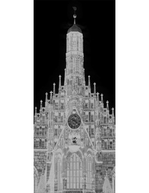 Lichtausschnitt Frauenkirche Gelasert Auf Grauglas