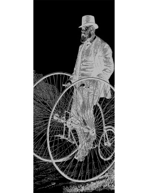 Lichtausschnitt Vintage Bike Gelasert Auf Grauglas