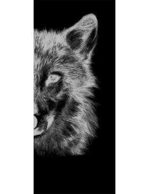 Lichtausschnitt Wolf 4 Gelasert Auf Grauglas