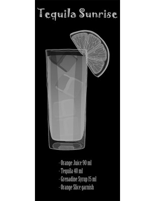 Lichtausschnitt Tequila Sunrise Gelasert Auf Grauglas