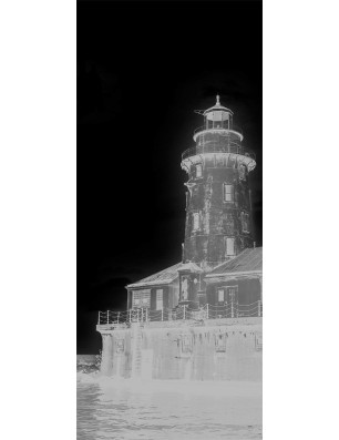 Lichtausschnitt Leuchtturm 5 Gelasert Auf Grauglas