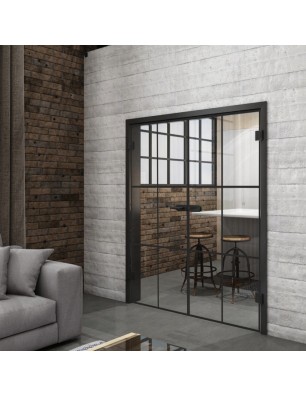 Ganzglastür Loft Schwarzlack 07 Auf Klarglas