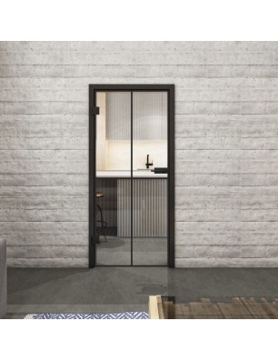 Ganzglastür Loft Schwarzlack 08 Auf Klarglas