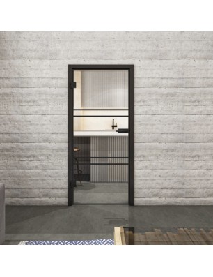 Ganzglastür Loft Schwarzlack 17 Auf Klarglas