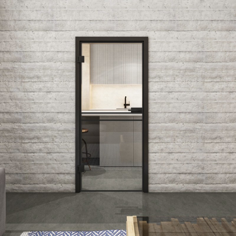 Ganzglastür Loft Schwarzlack 18 Auf Klarglas