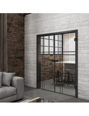 Ganzglastür Loft Schwarzlack 20 Auf Klarglas