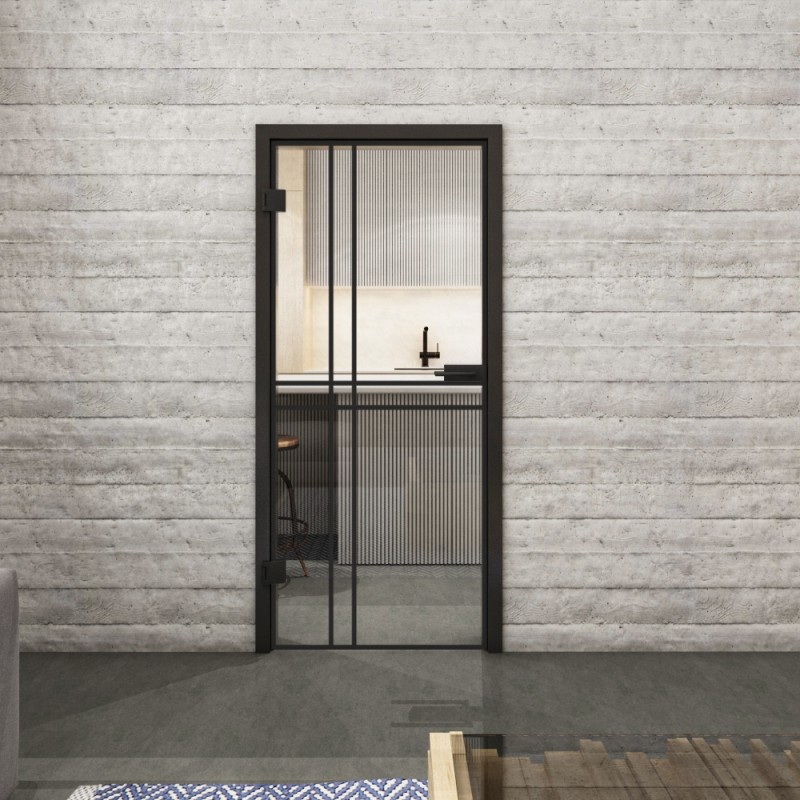 Ganzglastür Loft Schwarzlack 21 Auf Klarglas