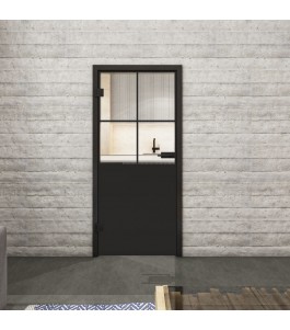 Ganzglastür Loft Schwarzlack 24 Auf Klarglas