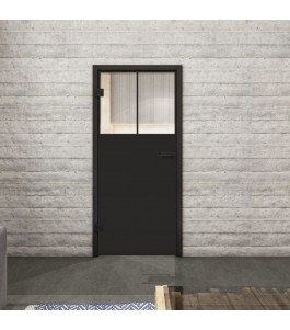 Ganzglastür Loft Schwarzlack 25 Auf Klarglas