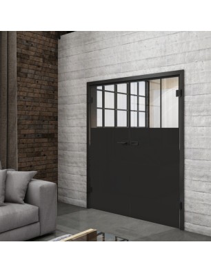 Ganzglastür Loft Schwarzlack 29 Auf Klarglas