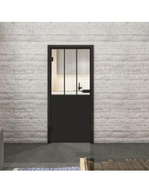 Ganzglastür Loft Schwarzlack 30 Auf Klarglas