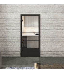 Ganzglastür Loft Schwarzlack 31 Auf Klarglas