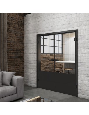 Ganzglastür Loft Schwarzlack 33 Auf Klarglas
