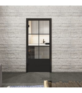Ganzglastür Loft Schwarzlack 35 Auf Klarglas