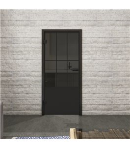 Ganzglastür Loft Schwarzlack 03 Auf Grauglas