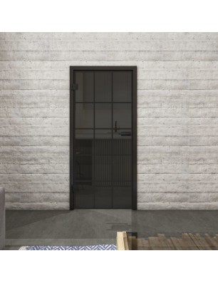 Ganzglastür Loft Schwarzlack 09 Auf Grauglas