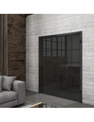 Ganzglastür Loft Schwarzlack 09 Auf Grauglas