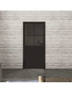 Ganzglastür Loft Schwarzlack 24 Auf Grauglas