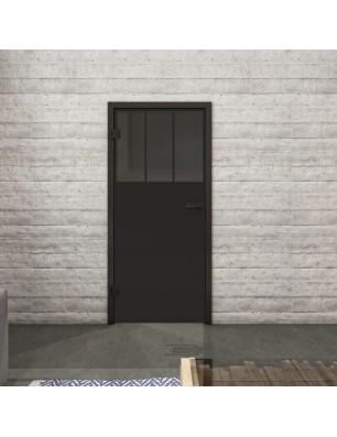 Ganzglastür Loft Schwarzlack 29 Auf Grauglas
