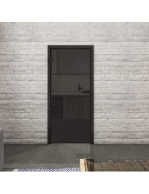 Ganzglastür Loft Schwarzlack 32 Auf Grauglas