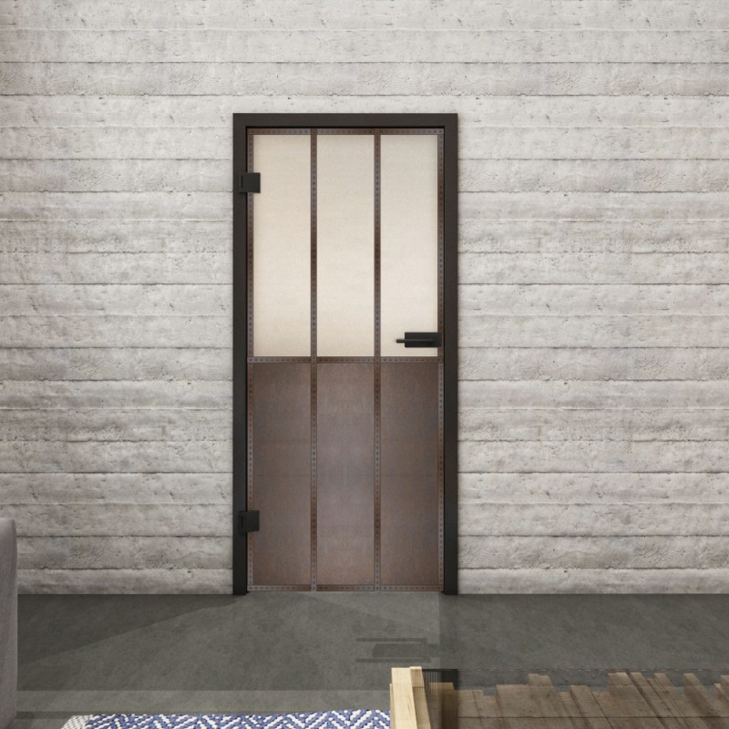 Ganzglastür Loft Rosteisen Genietet 24 Blickdicht Ganzglastür Loft Rosteisen Genietet 24 Blickdicht