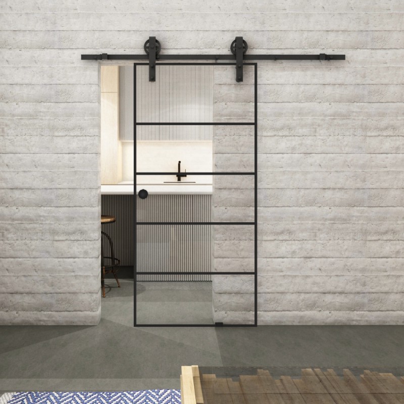 Glasschiebetür BARN-LINE Loft Schwarzlack 01 Auf Klarglas Glasschiebetür BARN-LINE Loft Schwarzlack 01 Auf Klarglas