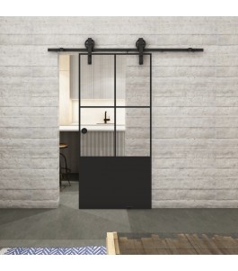 Glasschiebetür BARN-LINE Loft Schwarzlack 36 Auf Klarglas