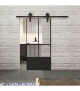 Glasschiebetür BARN-LINE Loft Schwarzlack 35 Auf Klarglas