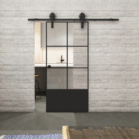 Glasschiebetür BARN-LINE Loft Schwarzlack 35 Auf Klarglas