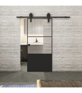 Glasschiebetür BARN-LINE Loft Schwarzlack 33 Auf Klarglas