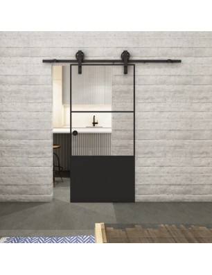 Glasschiebetür BARN-LINE Loft Schwarzlack 33 Auf Klarglas