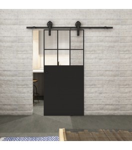 Glasschiebetür BARN-LINE Loft Schwarzlack 27 Auf Klarglas